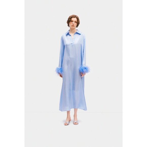 Sleeper Dresses & Skirts - Sleeper Luna Maxi Dress with Detachable Feathers Blue Womens Size XS